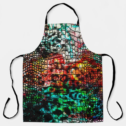 Crocodile and leopard pattern with colorful abstra schürze (Vorderseite)