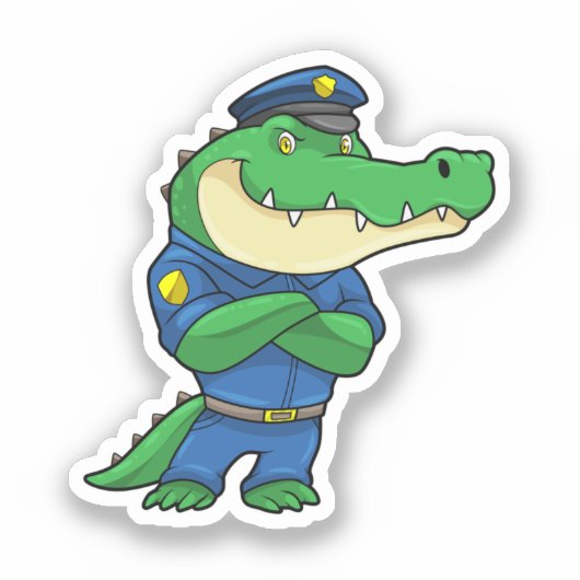 Crocodile as Police officer with Uniform Aufkleber (Vorderseite)