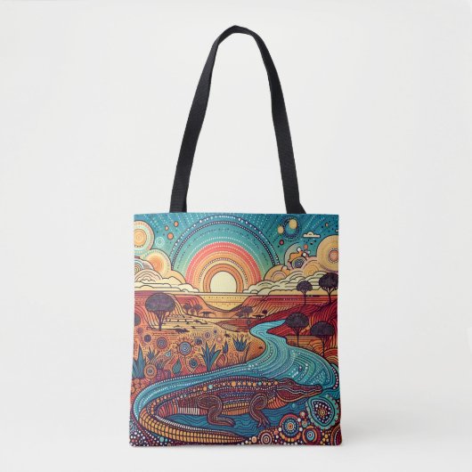 Crocodile Australian Aborigine Style Wildlife Art Tasche (Vorderseite)
