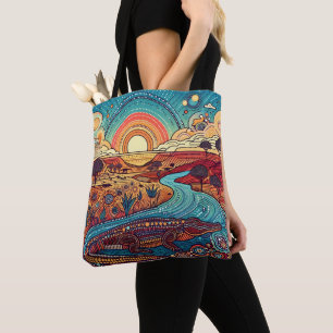 Crocodile Australian Aborigine Style Wildlife Art Tasche