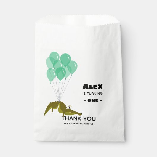 Crocodile Birthday Party Danke Geschenktütchen (Vorderseite)