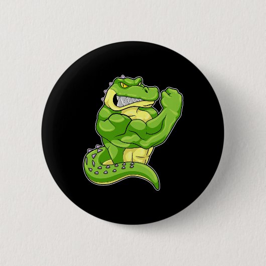 Crocodile Bodybuilder Bodybuilding Sports 1 Button (Vorderseite)