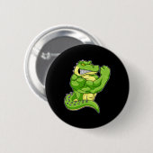Crocodile Bodybuilder Bodybuilding Sports 1 Button (Vorne & Hinten)