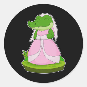 Crocodile Bride Veil Wedding Runder Aufkleber