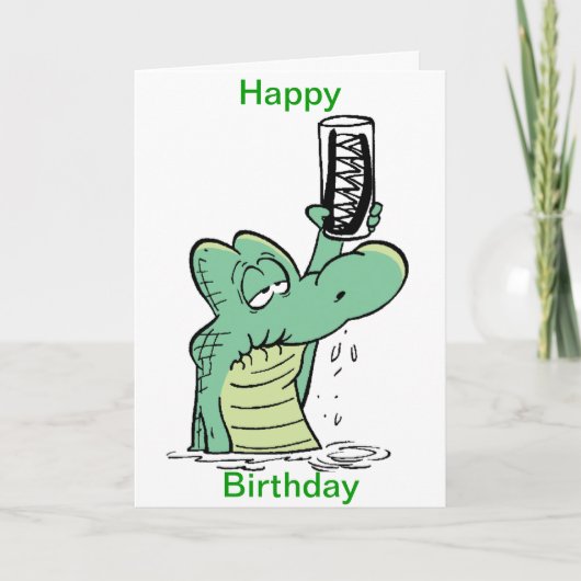 Crocodile Cartoon Funny Birthday Card Karte (Vorderseite)