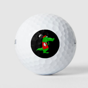 Crocodile Cartoon Golfer auf Golfplätzen 12 Pack Golfball