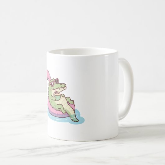 Crocodile Chilling am Flamingo Pool Float Kaffeetasse (VorderseiteRechts)