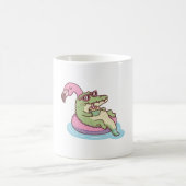 Crocodile Chilling am Flamingo Pool Float Kaffeetasse (Mittel)