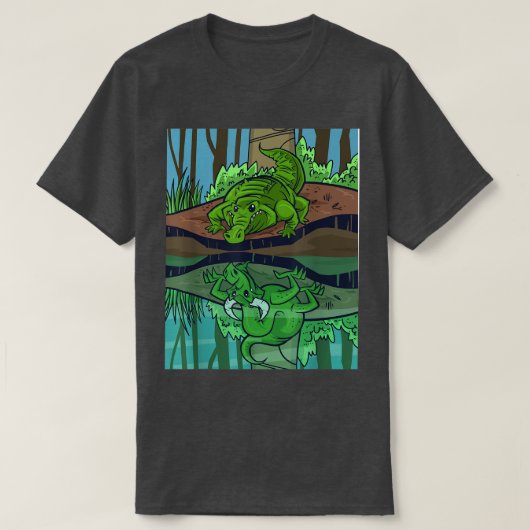 Crocodile Dragon Fairy Tale Reflektierbild T-Shirt (Design vorne)