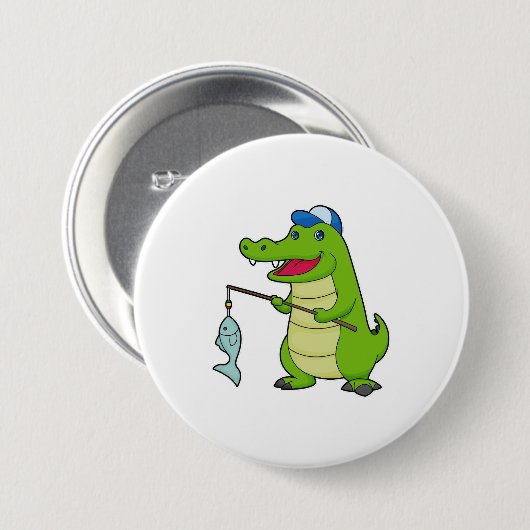 Crocodile Fishing Fisher Finish Button (Vorne & Hinten)