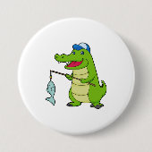Crocodile Fishing Fisher Finish Button (Vorderseite)