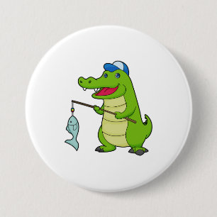 Crocodile Fishing Fisher Finish Button