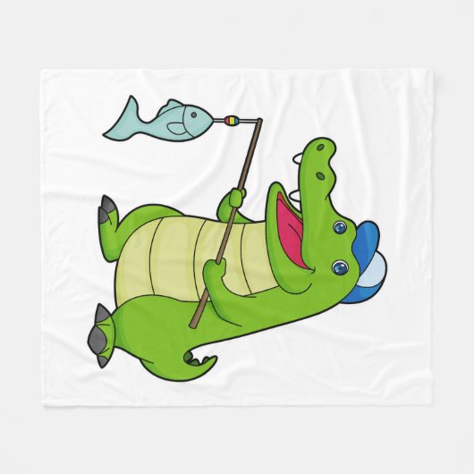 Crocodile Fishing Fisher Finish Fleecedecke (Vorderseite (Horizontal))