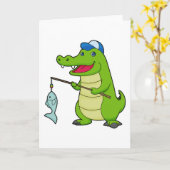Crocodile Fishing Fisher Finish Karte (Gelbe Blume)