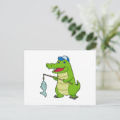Crocodile Fishing Fisher Finish Postkarte (Stehend Vorderseite)