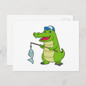 Crocodile Fishing Fisher Finish Postkarte (Vorne/Hinten)