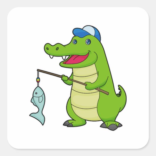 Crocodile Fishing Fisher Finish Quadratischer Aufkleber (Vorderseite)