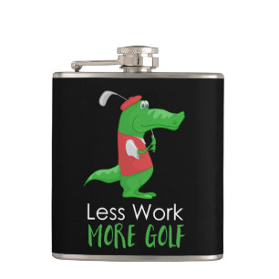 Crocodile Golfer Funny Flachmann