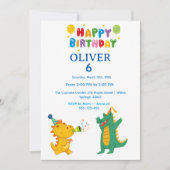 Crocodile & Hippo Birthday Invitation Einladung (Vorderseite)