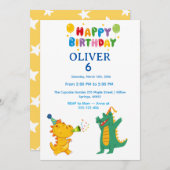 Crocodile & Hippo Birthday Invitation Einladung (Vorne/Hinten)