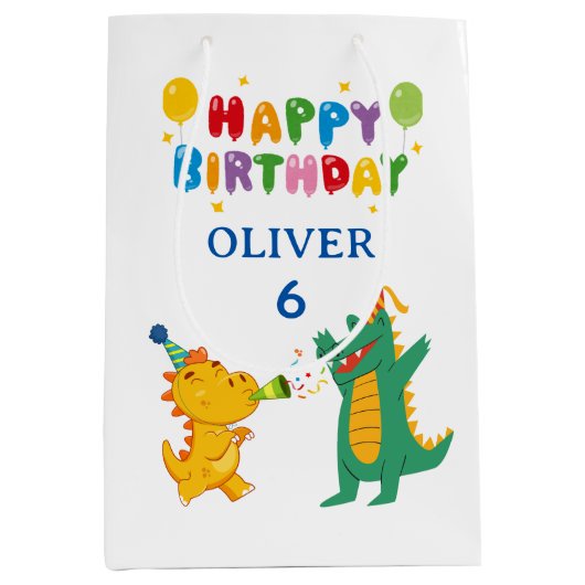 Crocodile & Hippo Gift Bag - Fun Party Theme Mittlere Geschenktüte (Vorderseite)