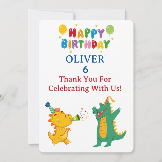 Crocodile & Hippo Thank You Card - Fun Dankeskarte (Vorderseite)