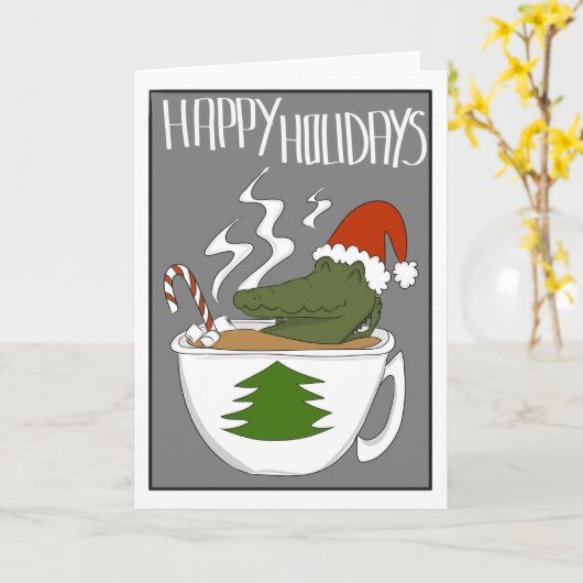 Crocodile Holiday Karte (Gelbe Blume)