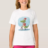 Crocodile in Christmas costume and soccer ball T-Shirt (Vorderseite)