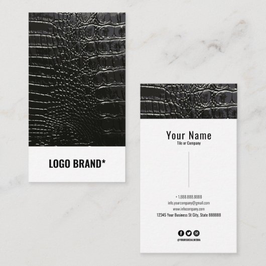 CROCODILE LEATHER VISITENKARTE (Vorne/Hinten)