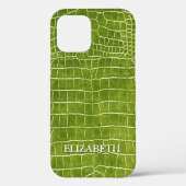 Crocodile Lime Green Imitats Leather personalisier Case-Mate iPhone Hülle (Rückseite)