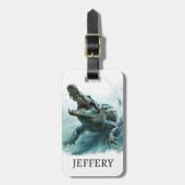 Crocodile Lover Reptile Alligator Monogram Gepäckanhänger (Vorderseite vertikal)