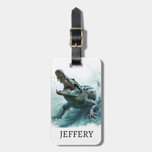 Crocodile Lover Reptile Alligator Monogram Gepäckanhänger (Vorderseite vertikal)