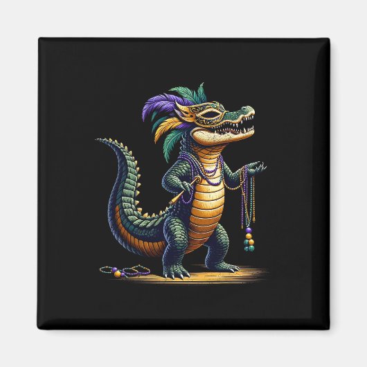 Crocodile Mardi Gras Funny Crocodile Mardi Gras Magnet (Vorne)