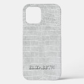 Crocodile Pearl Gray Imitats Leather Personallame Case-Mate iPhone Hülle (Rückseite)