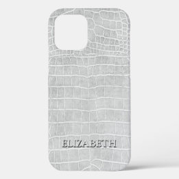 Crocodile Pearl Gray Imitats Leather Personallame Case-Mate iPhone Hülle
