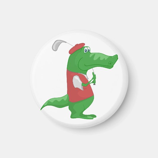 Crocodile Playing Golf Magnet (Vorne)