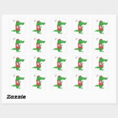 Crocodile Playing Golf Quadratischer Aufkleber (Blatt)