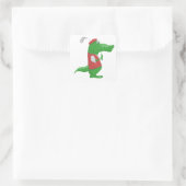 Crocodile Playing Golf Quadratischer Aufkleber (Tasche)