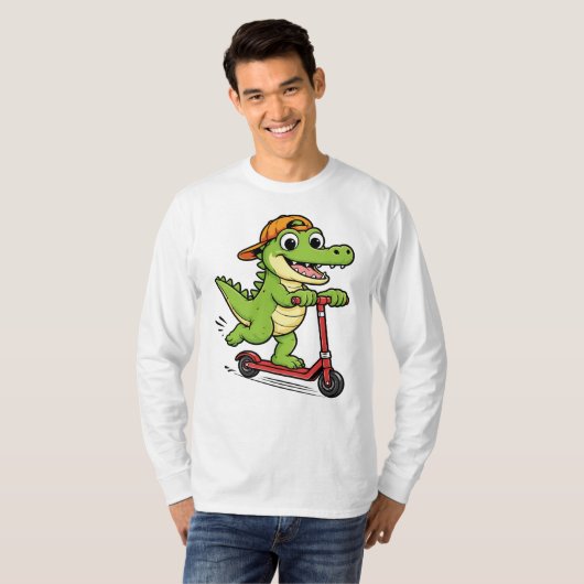 Crocodile Playing Scooter T-Shirt (Vorne ganz)