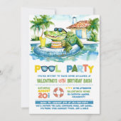 Crocodile Pool Party Geburtstag Einladung (Vorderseite)