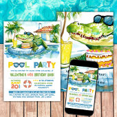 Crocodile Pool Party Geburtstag Einladung