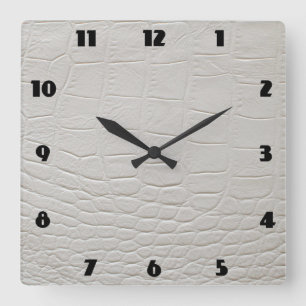 CROCODILE ROCK CLOCK White Alligator Quadratische Wanduhr