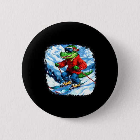 Crocodile Skier Button (Vorderseite)