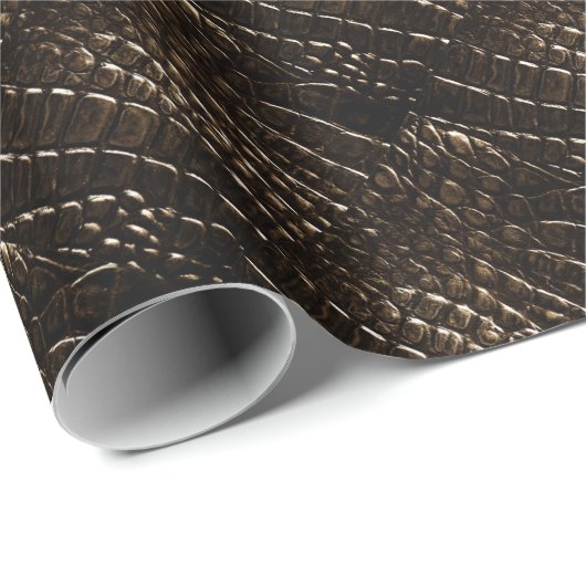 Crocodile Skin Wrapping Paper Black, Brown Geschenkpapier (Rolleneckpunkt)