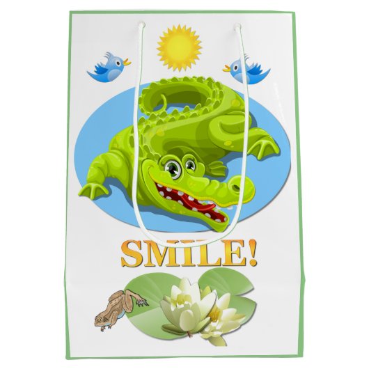 Crocodile Smile wird gut Mittlere Geschenktüte (Rückseite)