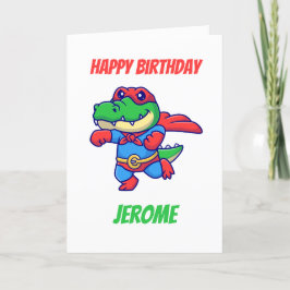 Crocodile Super-Held-Kinder Superheld-Geburtstagsk Feiertagskarte