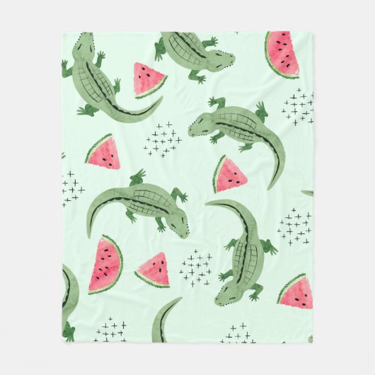 Crocodile Watermelon, Abstraktes Vintages Muster. Fleecedecke (Vorderseite)