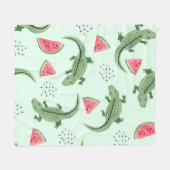 Crocodile Watermelon, Abstraktes Vintages Muster. Fleecedecke (Vorderseite (Horizontal))