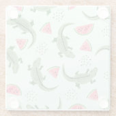 Crocodile Watermelon, Abstraktes Vintages Muster. Glasuntersetzer (Rückseite)