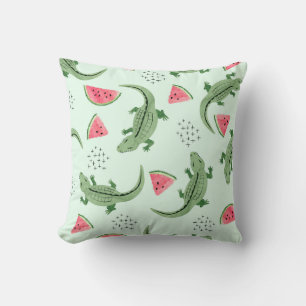 Crocodile Watermelon, Abstraktes Vintages Muster. Kissen
